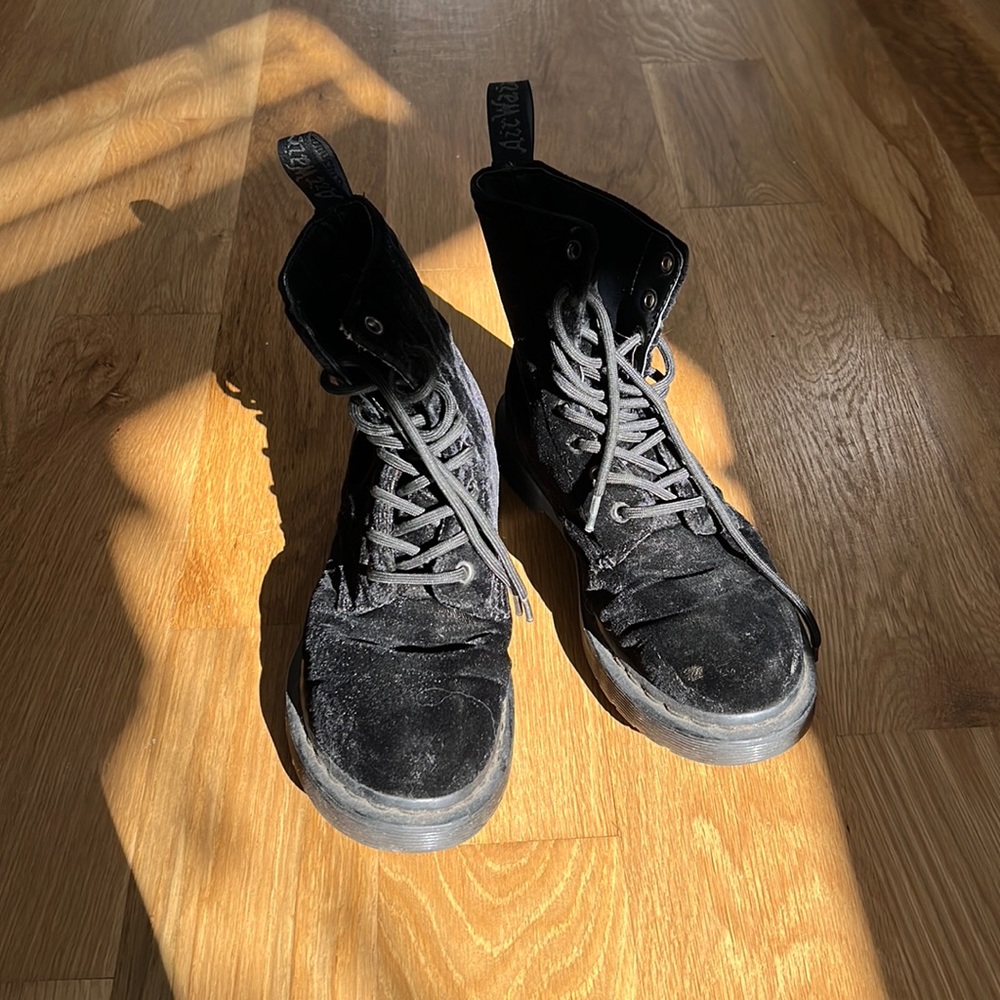 Dr. Martens Page black velvet boots
